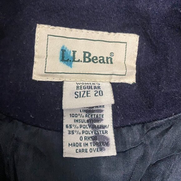 L.L. Bean Peacoat Size 20 Reg Navy Double Breasted Wool Cashmere Thinsulate - Picture 6 of 16